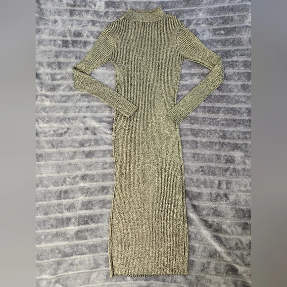 Say What Ribbed Knit Sparkly Long Sleeve Dress Size Medium - Picture 4 of 7